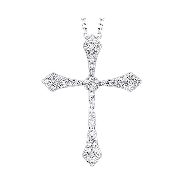 14K White Gold 0.25cttw Diamond Cross Pendant