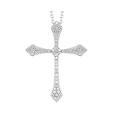 14K White Gold 0.25cttw Diamond Cross Pendant