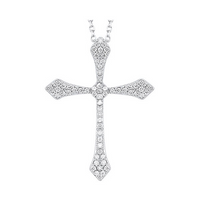 14K White Gold 0.25cttw Diamond Cross Pendant