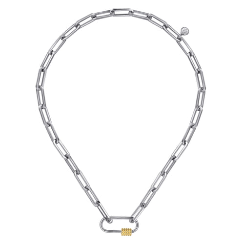 14K Yellow Gold & Sterling Silver Bujukan Link Chain Necklace 17"