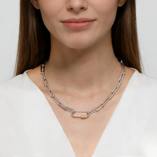 14K Yellow Gold & Sterling Silver Bujukan Link Chain Necklace 17"