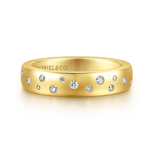 14K Yellow Gold Flush Set Cluster 0.23cttw Diamond Cigar Band by Gabriel