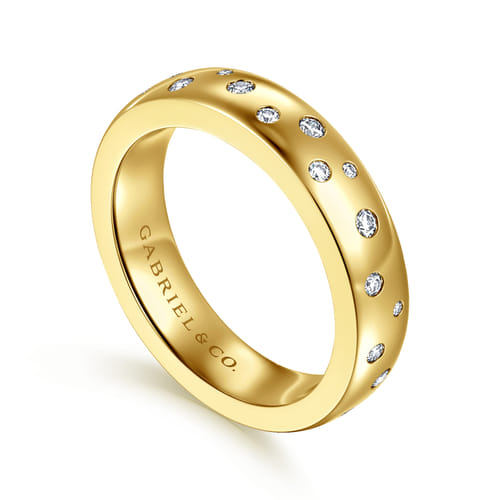 14K Yellow Gold Flush Set Cluster 0.23cttw Diamond Cigar Band by Gabriel