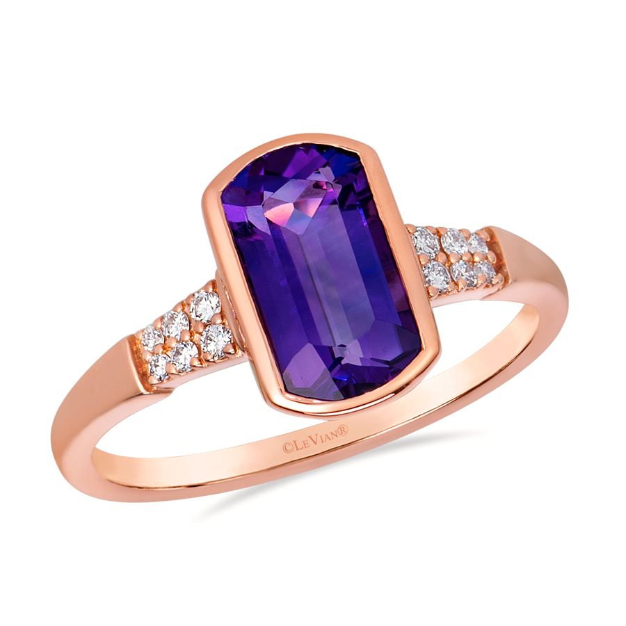 14K Strawberry Gold 2.38ct Grape Amethyst & 0.08cttw Diamond Ring by LeVian