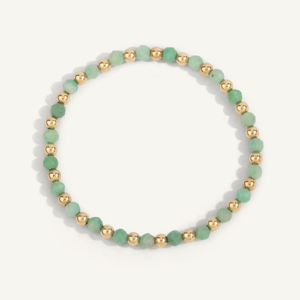 4mm Emerald & 14K Gold Filled Harmony Gemstone Bead Bracelet 7" by Dee Berkley