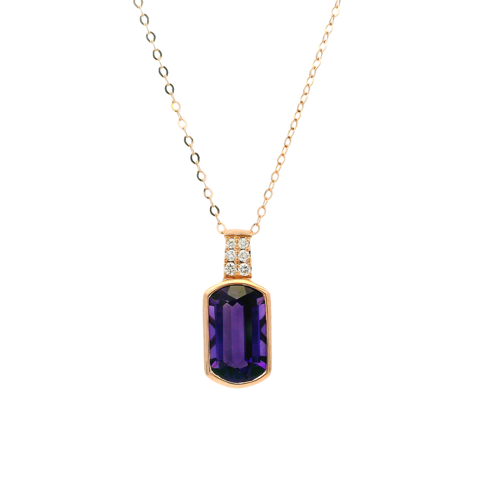 14K Rose Gold 2.38 Grape Amethyst & 0.03cttw Diamond Pendant by LeVian