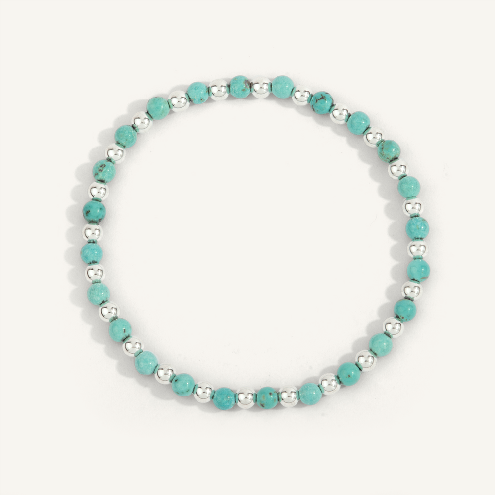 4mm Blue Howlite & Sterling Silver Harmony Gemstone Bead Bracelet 7" by Dee Berkley