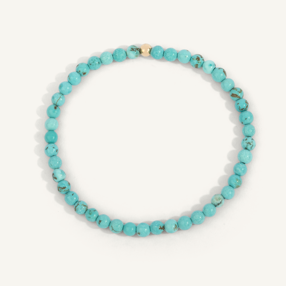 4mm Blue Howlite Gemstone Bead Bracelet 7" by Dee Berkley