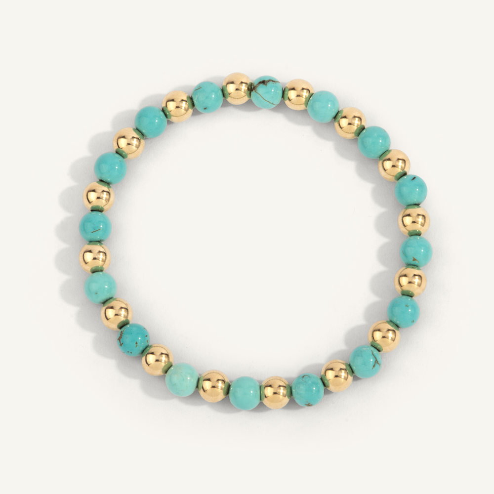 6mm Blue Howlite & 14K Gold Filled Harmony Gemstone Bead Bracelet 7" by Dee Berkley