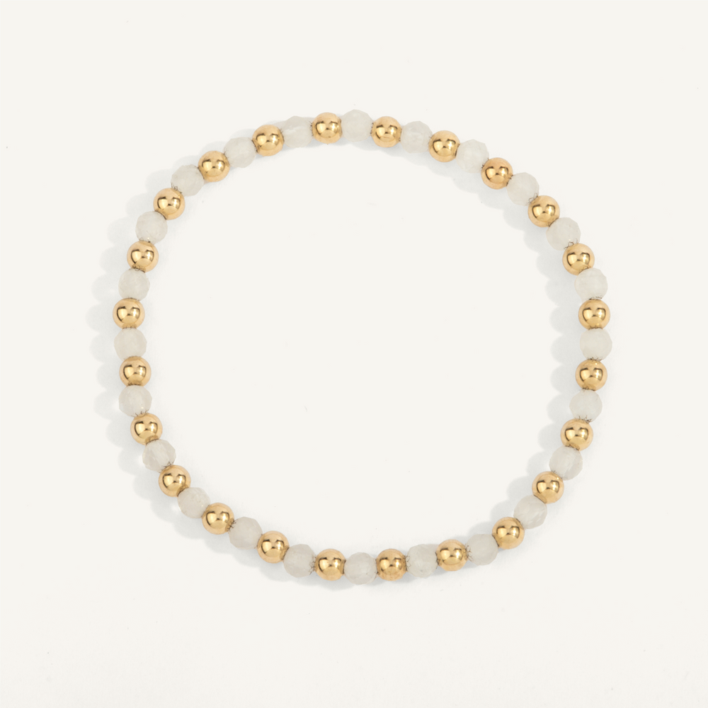 4mm Moonstone & 14K Gold Filled Harmony Gemstone Bead Bracelet 7" by Dee Berkley