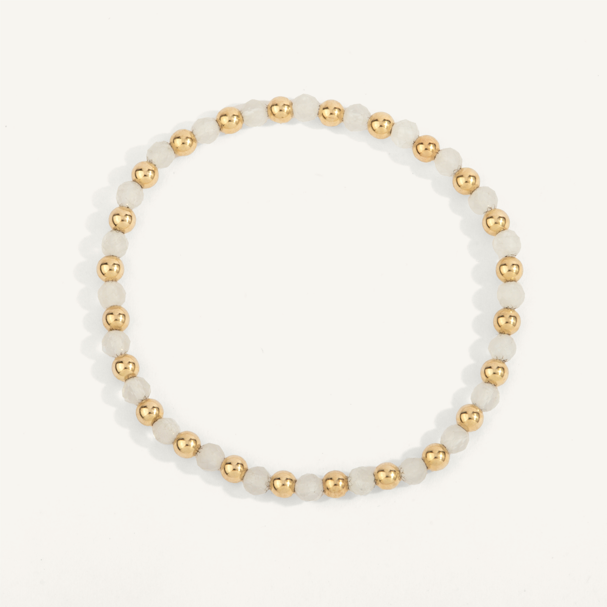 4mm Moonstone & 14K Gold Filled Harmony Gemstone Bead Bracelet 7" by Dee Berkley