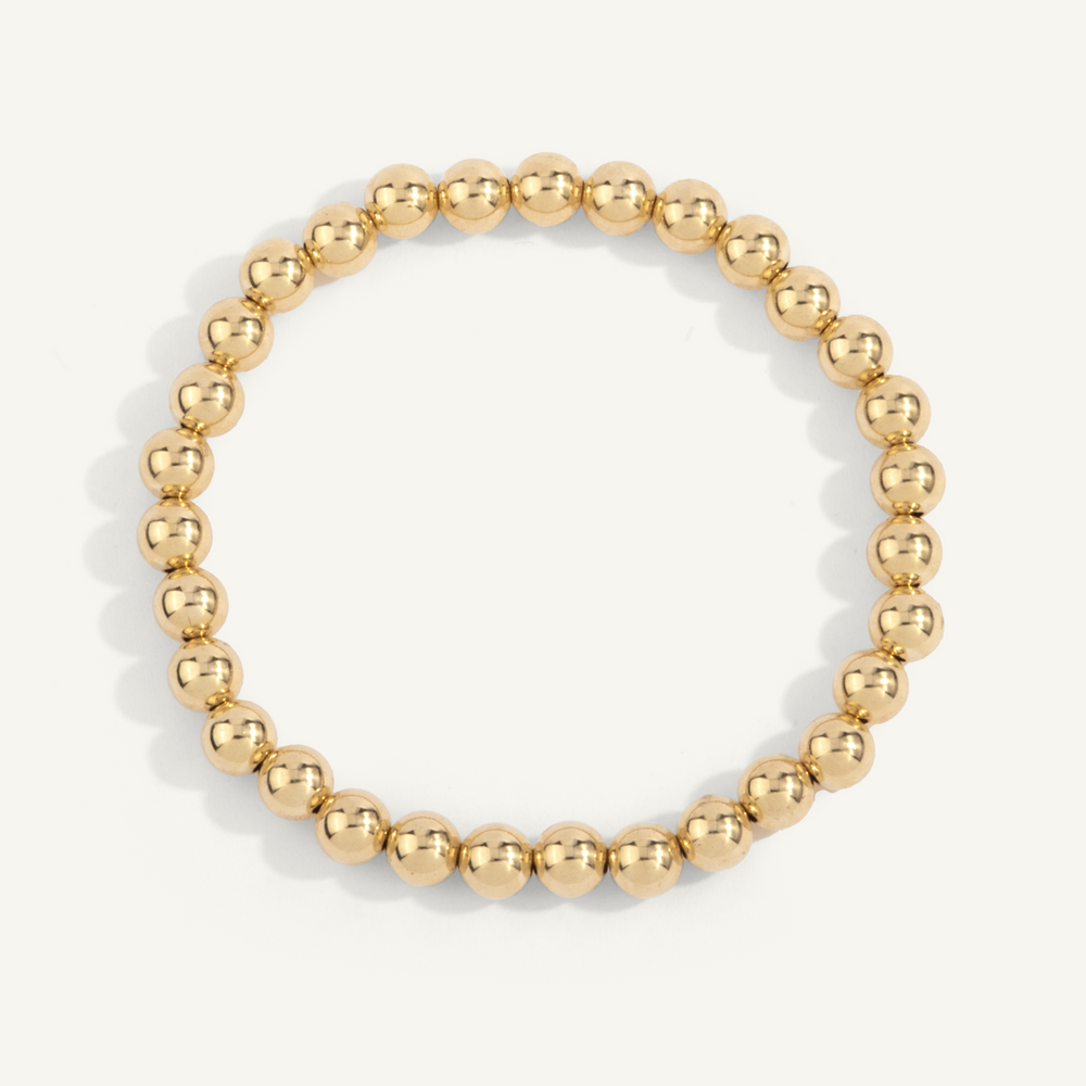 6mm 14K Gold Filled Shine Bright Bead Bracelet 7" by Dee Berkley