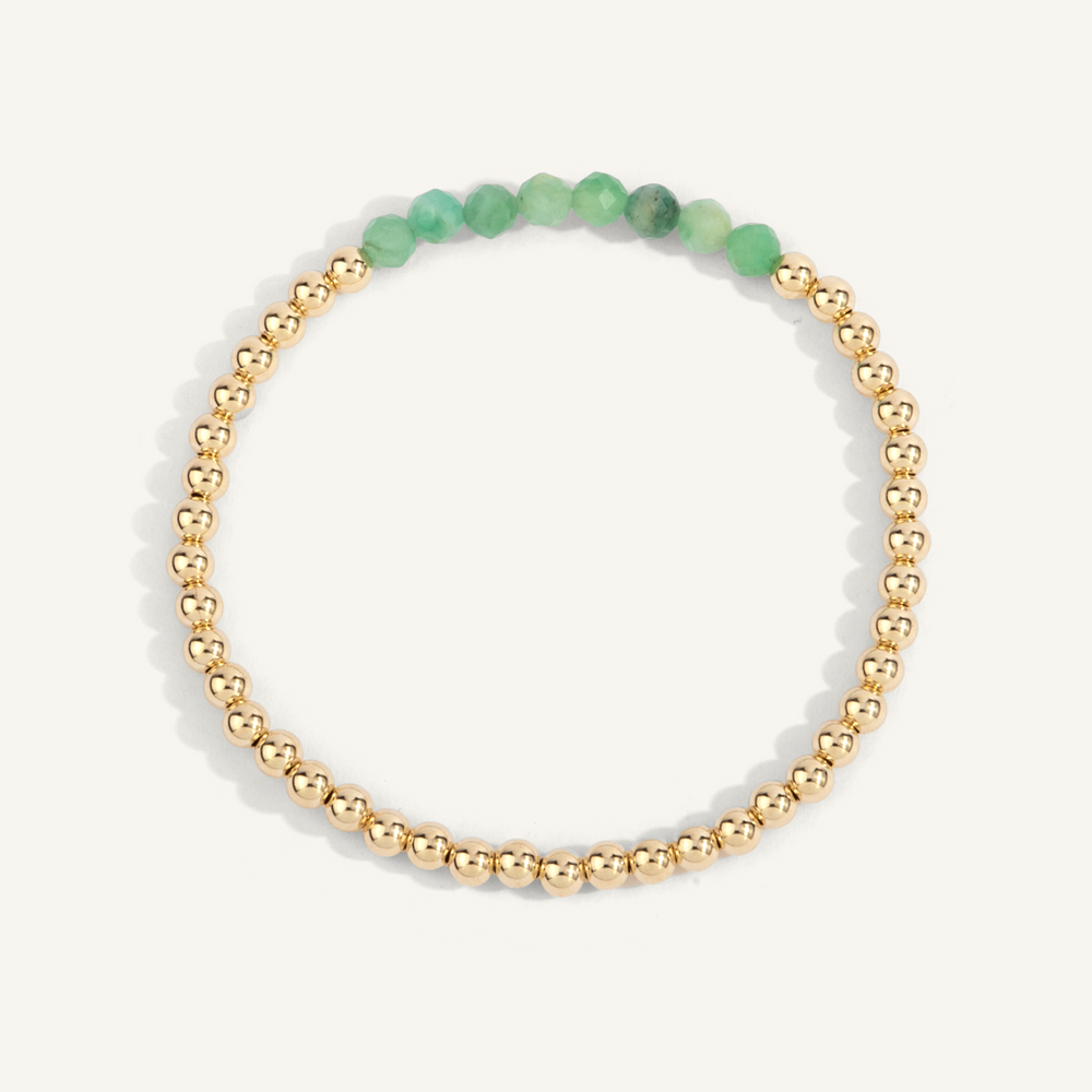 4mm Emerald May Birthstone Bar Bead Bracelet 7" by Dee Berkley