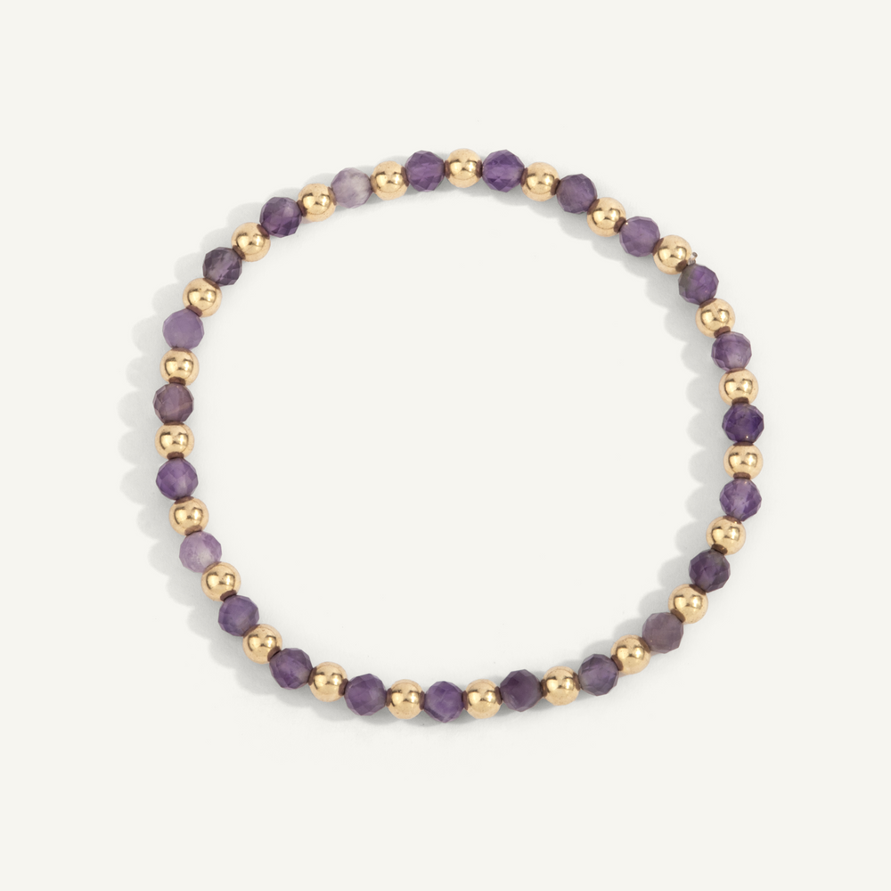 4mm Amethyst & 14K Gold Filled Harmony Gemstone Bead Bracelet 7" by Dee Berkley
