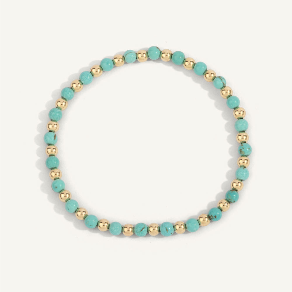 4mm Blue Howlite & 14K Gold Filled Harmony Gemstone Bead Bracelet 7"  by Dee Berkley