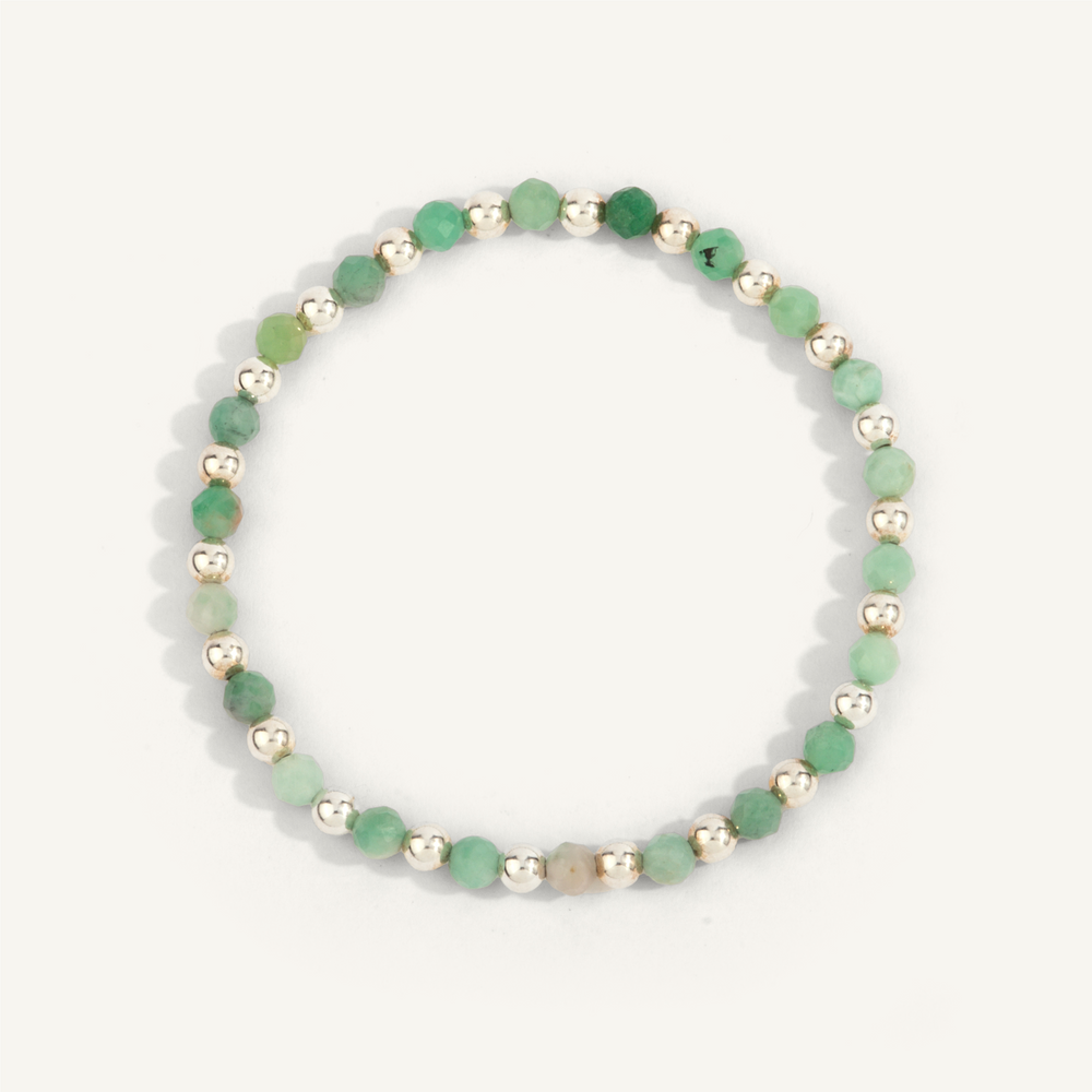4mm Emerald & Sterling Silver Harmony Gemstone Bead Bracelet 7" by Dee Berkley