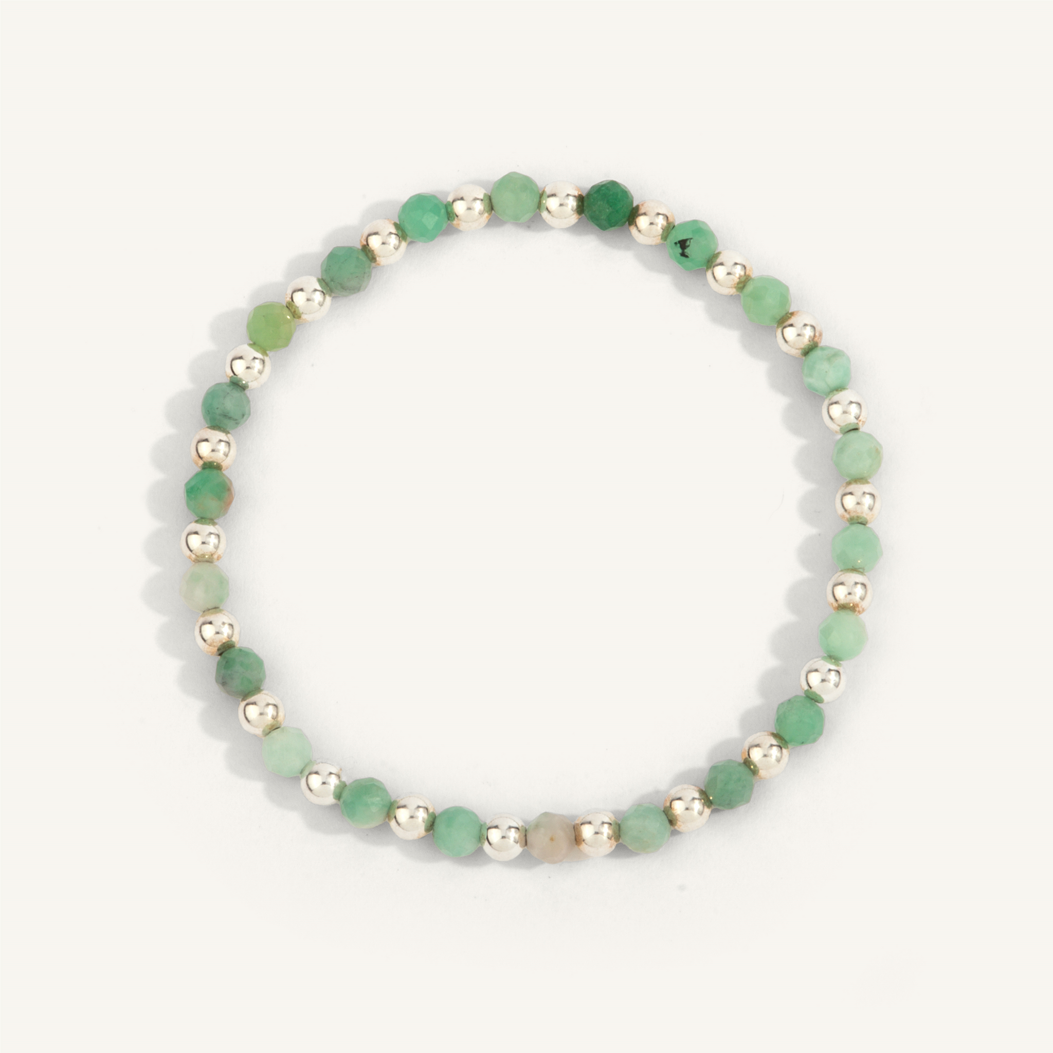 4mm Emerald & Sterling Silver Harmony Gemstone Bead Bracelet 7" by Dee Berkley