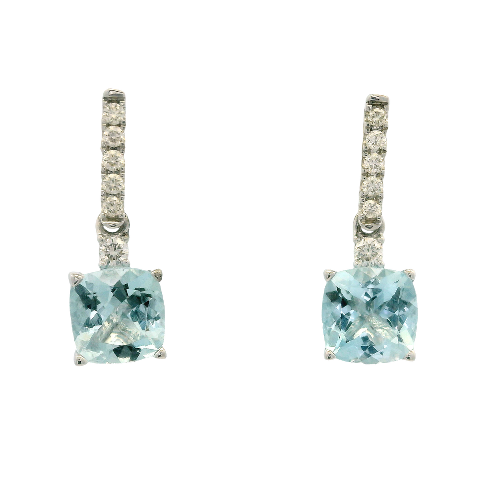14K White Gold 1.68cttw Aquamarine & 0.14cttw Diamond Earrings by RJM