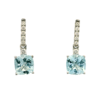 14K White Gold 1.68cttw Aquamarine & 0.14cttw Diamond Earrings by RJM
