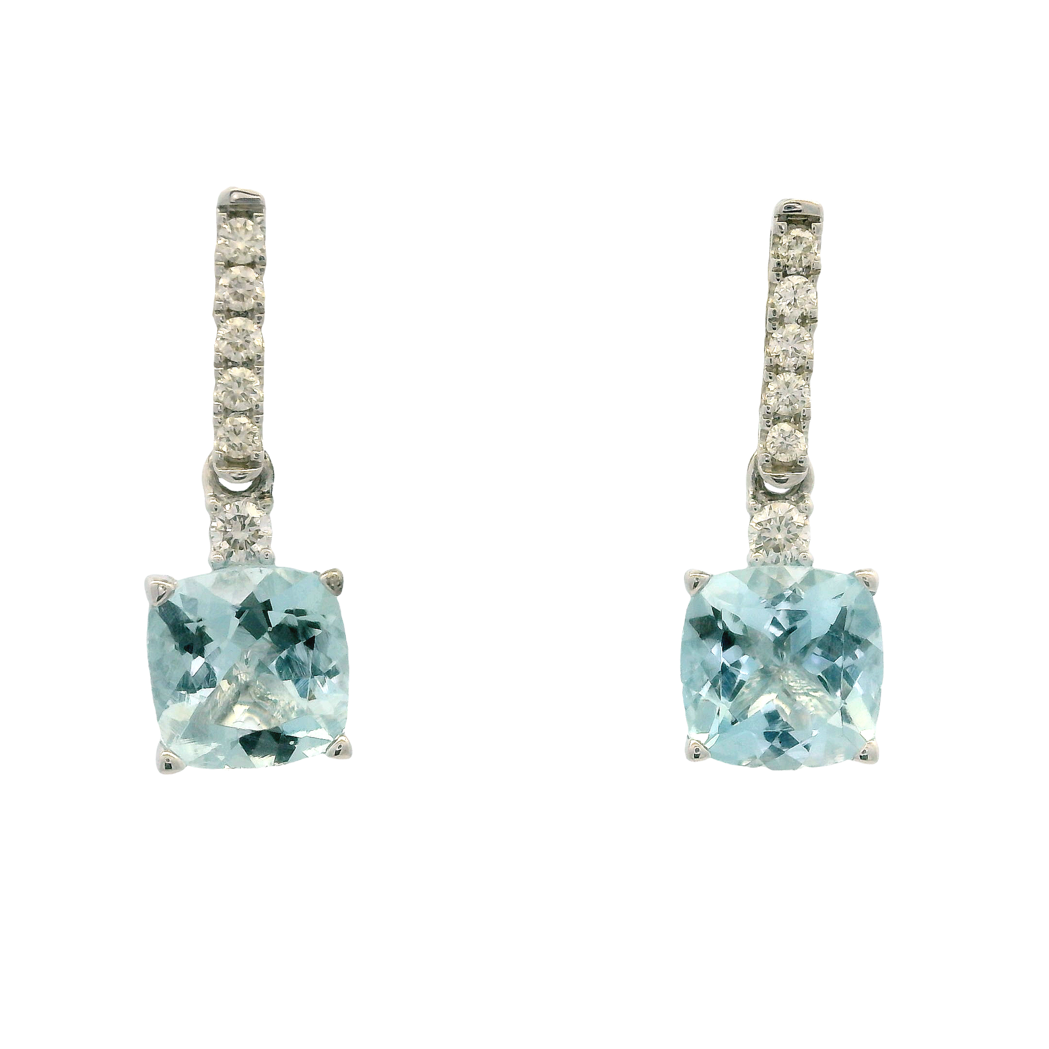 14K White Gold 1.68cttw Aquamarine & 0.14cttw Diamond Earrings by RJM