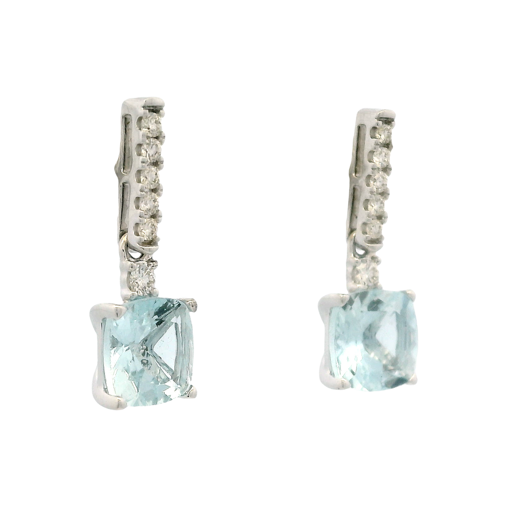 14K White Gold 1.68cttw Aquamarine & 0.14cttw Diamond Earrings by RJM