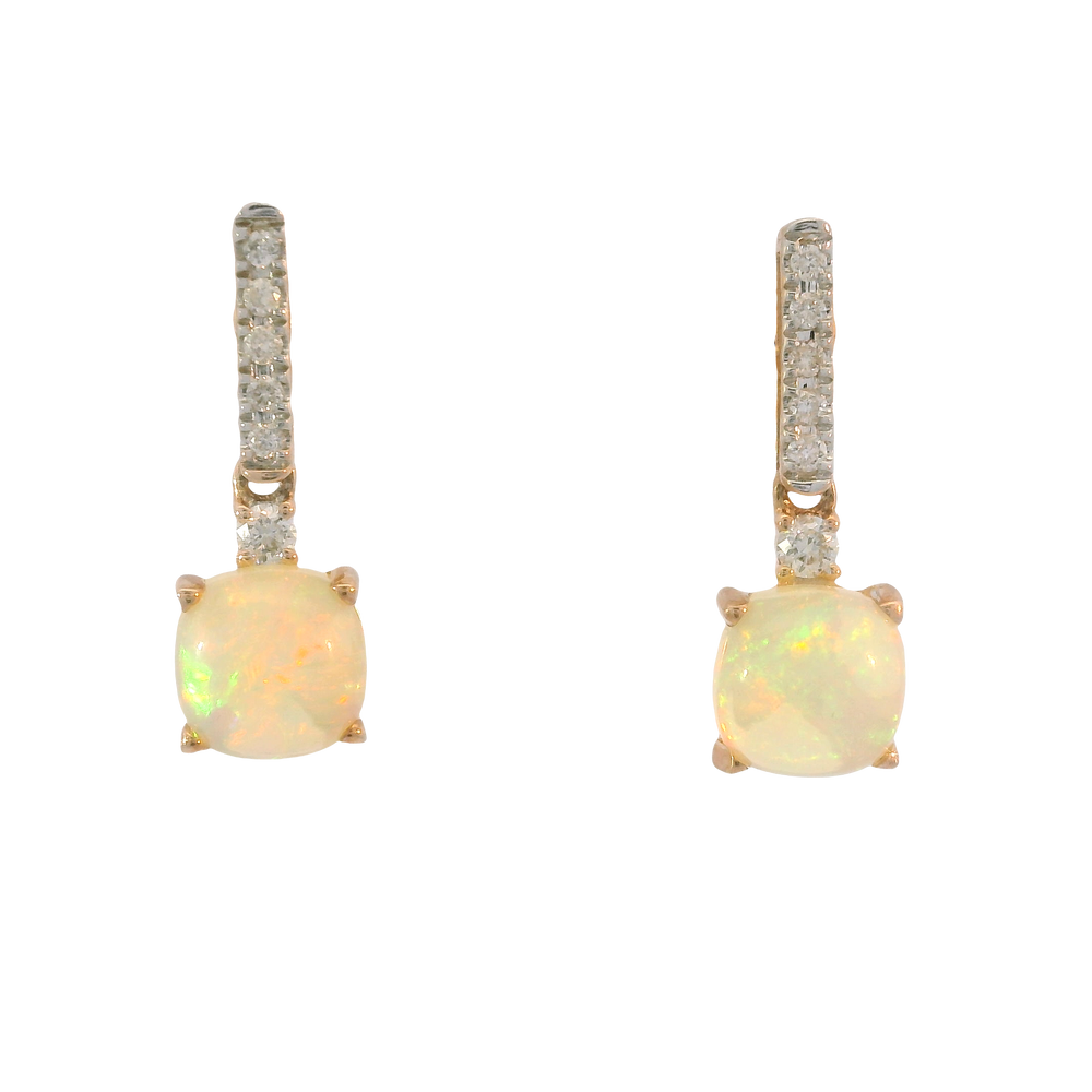 14K Rose Gold 1.20cttw Opal & 0.14cttw Diamond Earrings by RJM