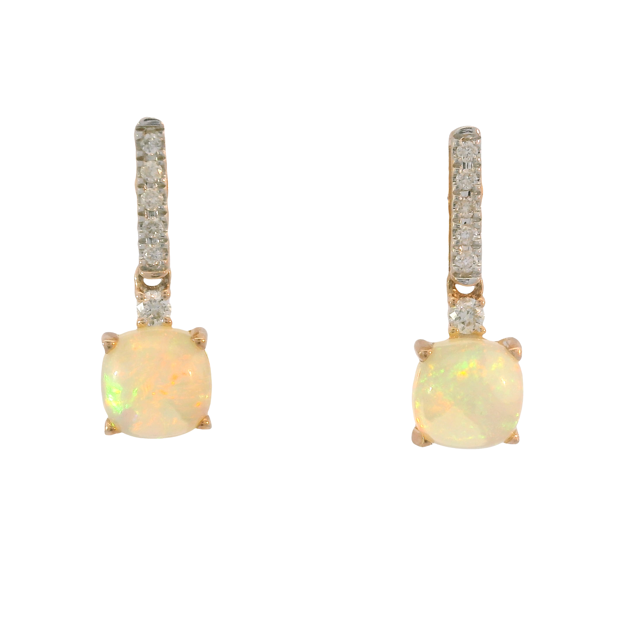 14K Rose Gold 1.20cttw Opal & 0.14cttw Diamond Earrings by RJM