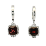14K White Gold 3.30cttw Garnet & 0.29cttw Diamond Earrings by RJM