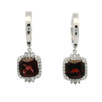 14K White Gold 3.30cttw Garnet & 0.29cttw Diamond Earrings by RJM