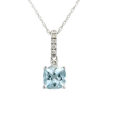 14K White Gold 0.84ct Aquamarine & 0.07cttw Diamond Pendant by RJM