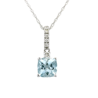 14K White Gold 0.84ct Aquamarine & 0.07cttw Diamond Pendant by RJM