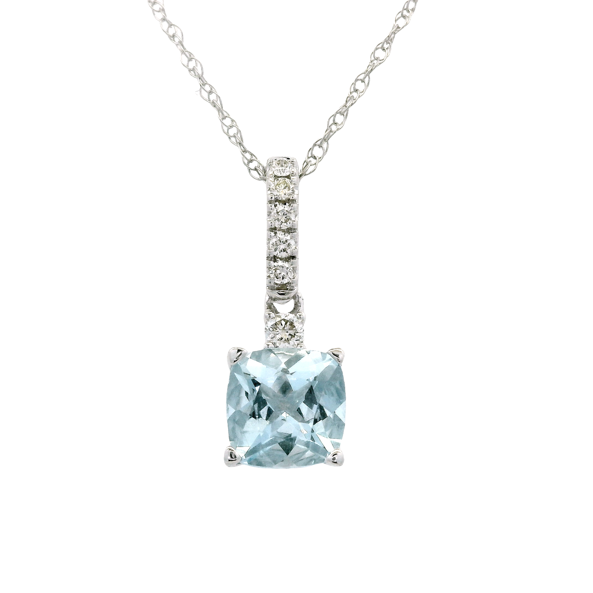 14K White Gold 0.84ct Aquamarine & 0.07cttw Diamond Pendant by RJM