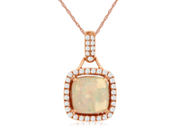 14K Rose Gold 1.40ct Opal & 0.24cttw Diamond Pendant by RJM
