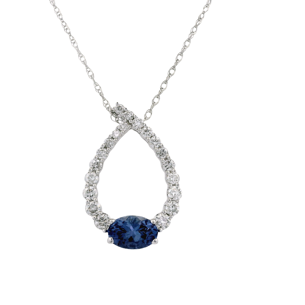 14K White Gold 0.50ct Tanzanite & 0.33cttw Diamond Pendant by RJM