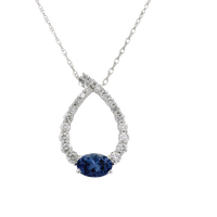 14K White Gold 0.50ct Tanzanite & 0.33cttw Diamond Pendant by RJM