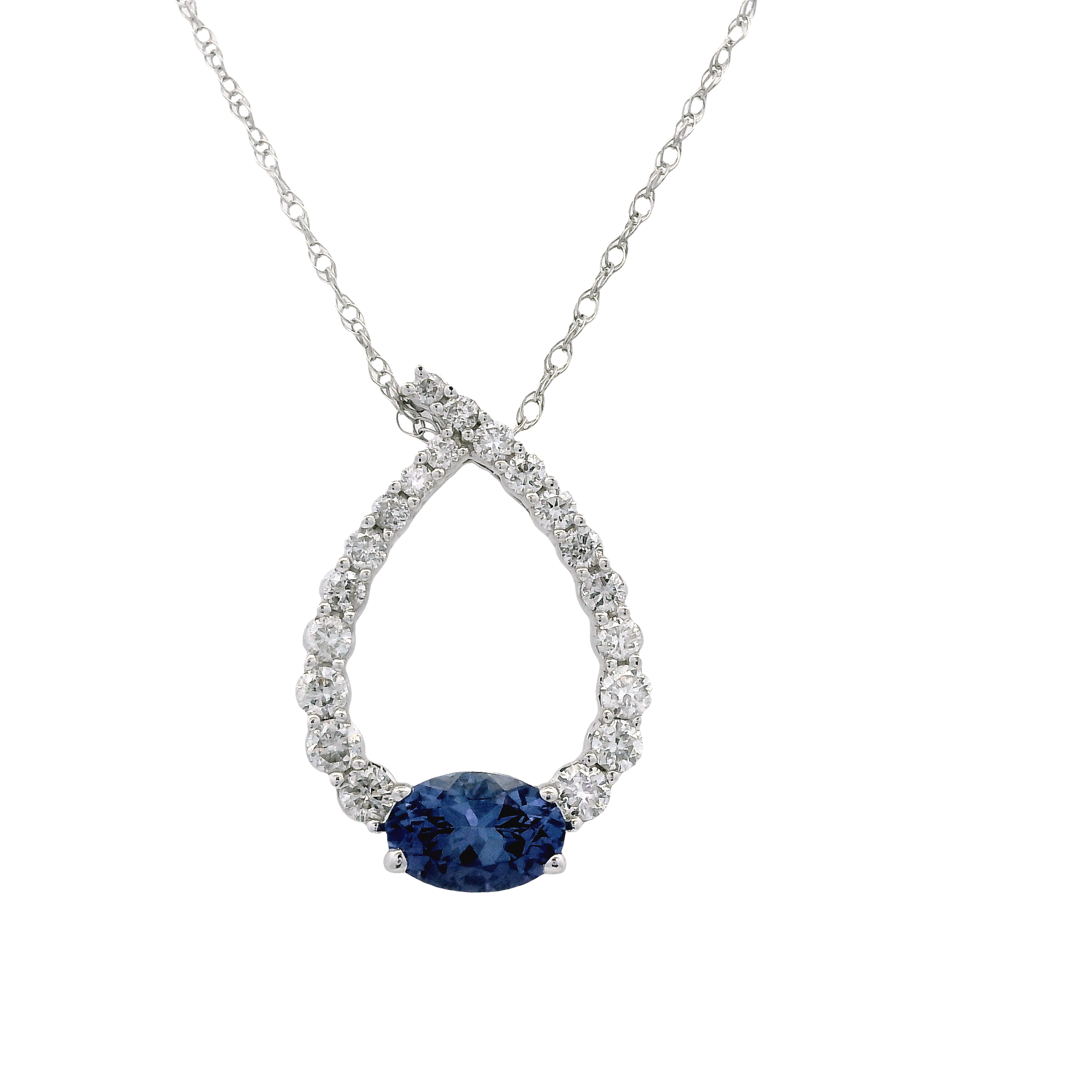 14K White Gold 0.50ct Tanzanite & 0.33cttw Diamond Pendant by RJM