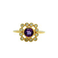 14K Yellow Gold 0.45ct Amethyst & 0.19cttw Diamond Ring by RJM