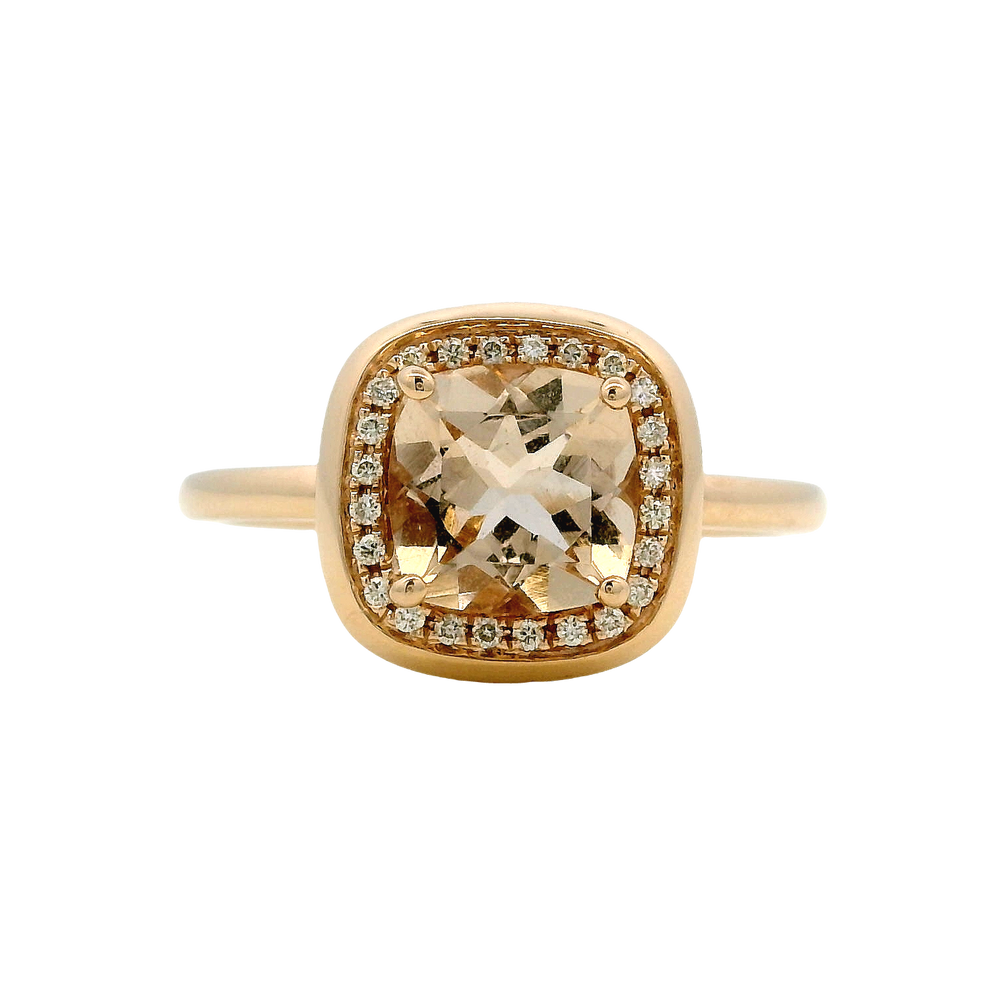 14K Rose Gold 1.35ct Morganite & 0.09ct Diamond Ring by RJM