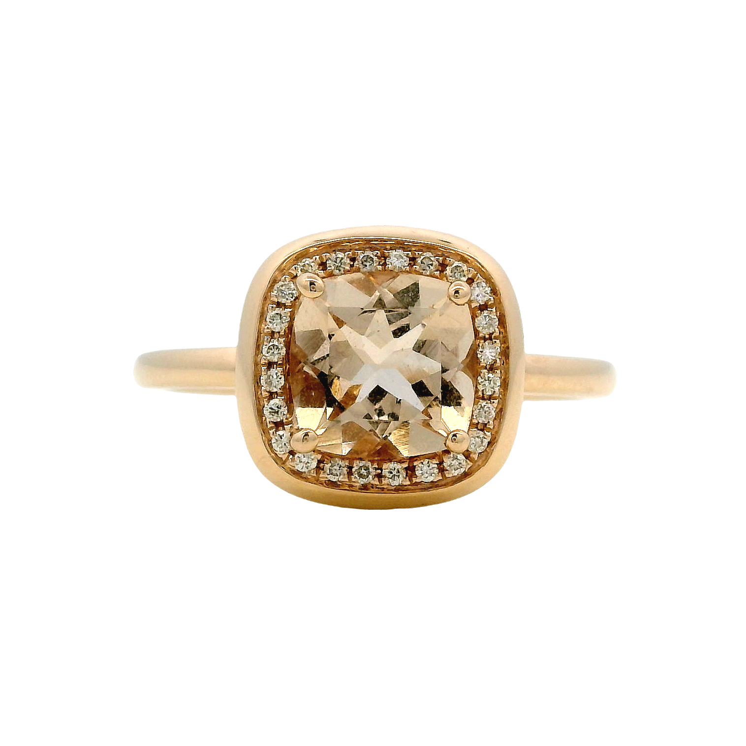 14K Rose Gold 1.35ct Morganite & 0.09ct Diamond Ring by RJM