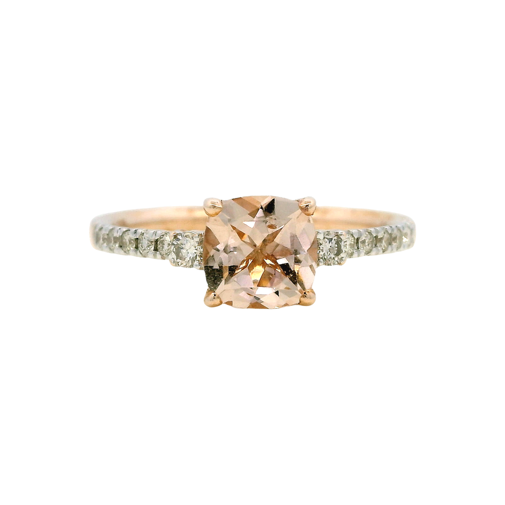 14K Rose Gold 0.56ct Morganite & 0.15cttw Diamond Ring by RJM