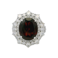 14K White Gold 5.50ct Garnet & 2.00cttw Diamond Ring by RJM