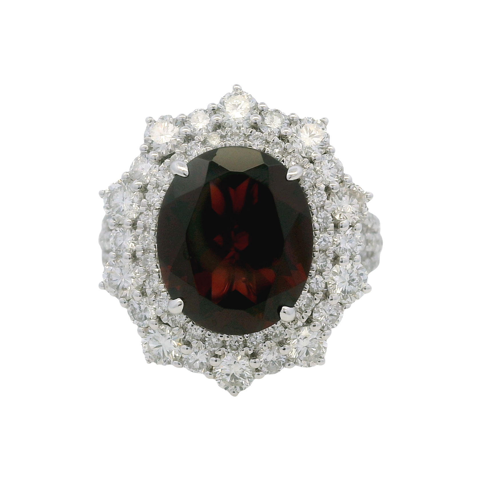 14K White Gold 5.50ct Garnet & 2.00cttw Diamond Ring by RJM