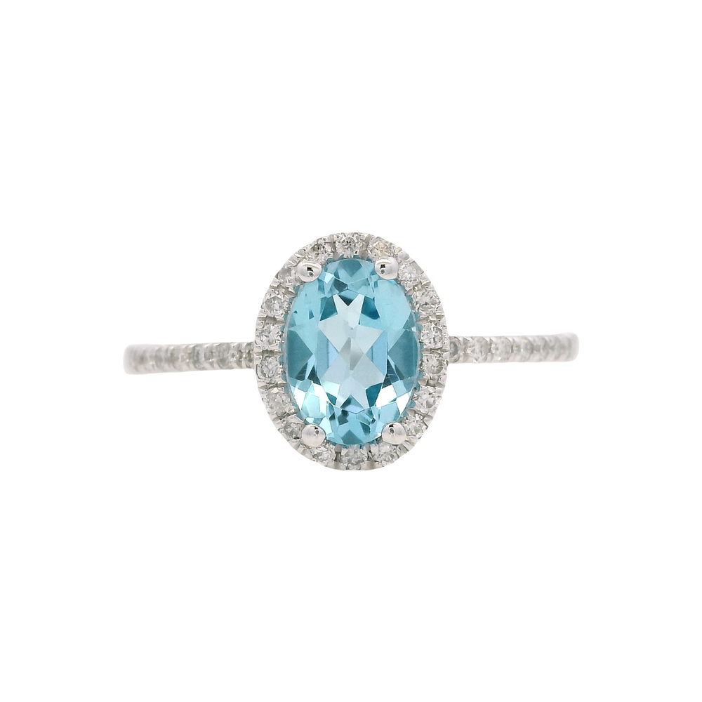 14K White Gold 0.85ct Blue Topaz & 0.17cttw Diamond Ring by RJM