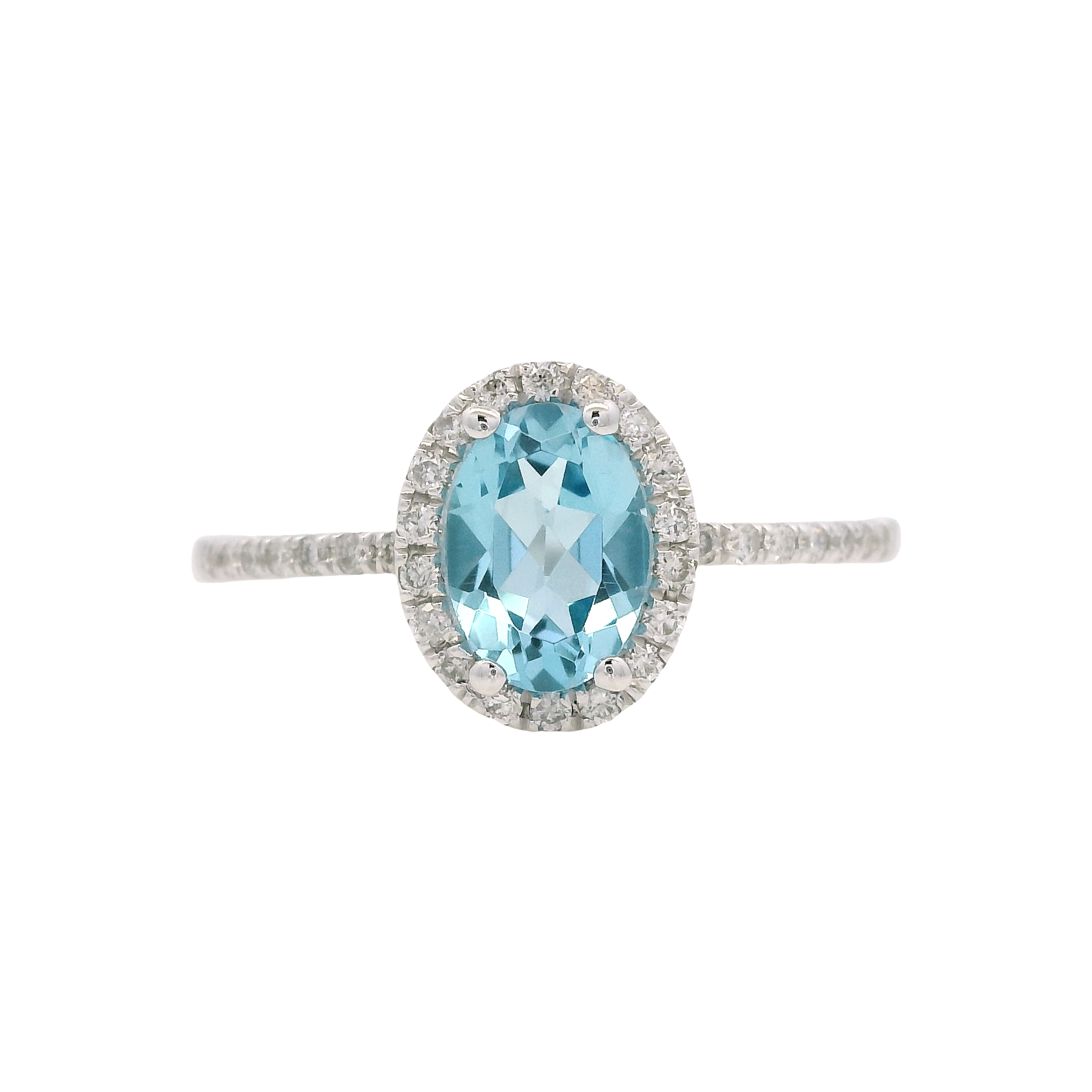 14K White Gold 0.85ct Blue Topaz & 0.17cttw Diamond Ring by RJM