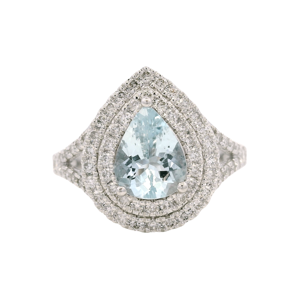 14K White Gold 1.30ct Aquamarine & 0.75cttw Diamond Ring by RJM