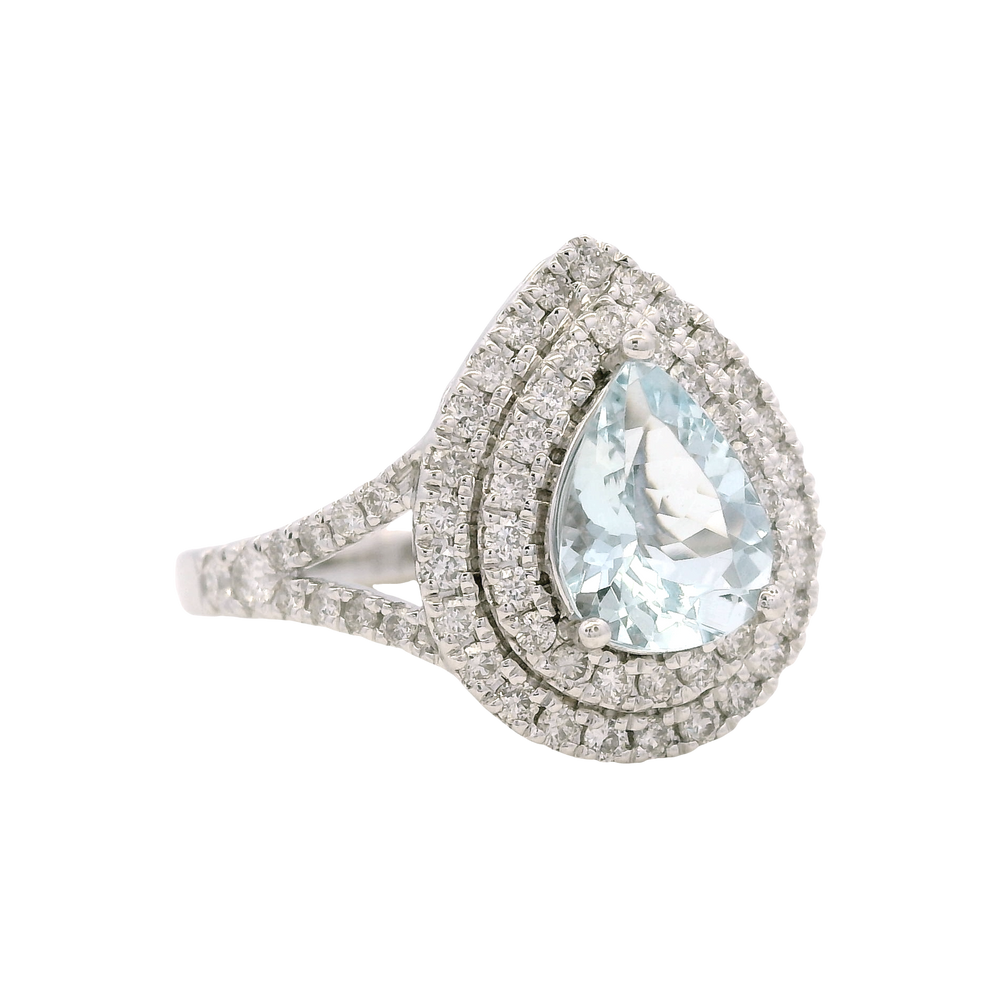 14K White Gold 1.30ct Aquamarine & 0.75cttw Diamond Ring by RJM