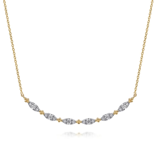 14K Yellow Gold 0.33cttw SI H-I Diamond Bujukan Bar Necklace 17.5" by Gabriel