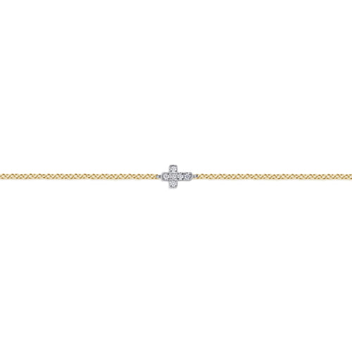 14K White & Yellow Gold 0.04cttw SI H-I Diamond Cross Bracelet by Gabriel