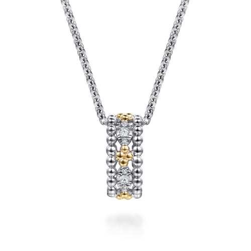 14K Yellow Gold & Sterling Silver Bujukan 0.09cttw White Sapphire Pendant Necklace by Gabriel
