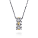 14K Yellow Gold & Sterling Silver Bujukan 0.09cttw White Sapphire Pendant Necklace by Gabriel